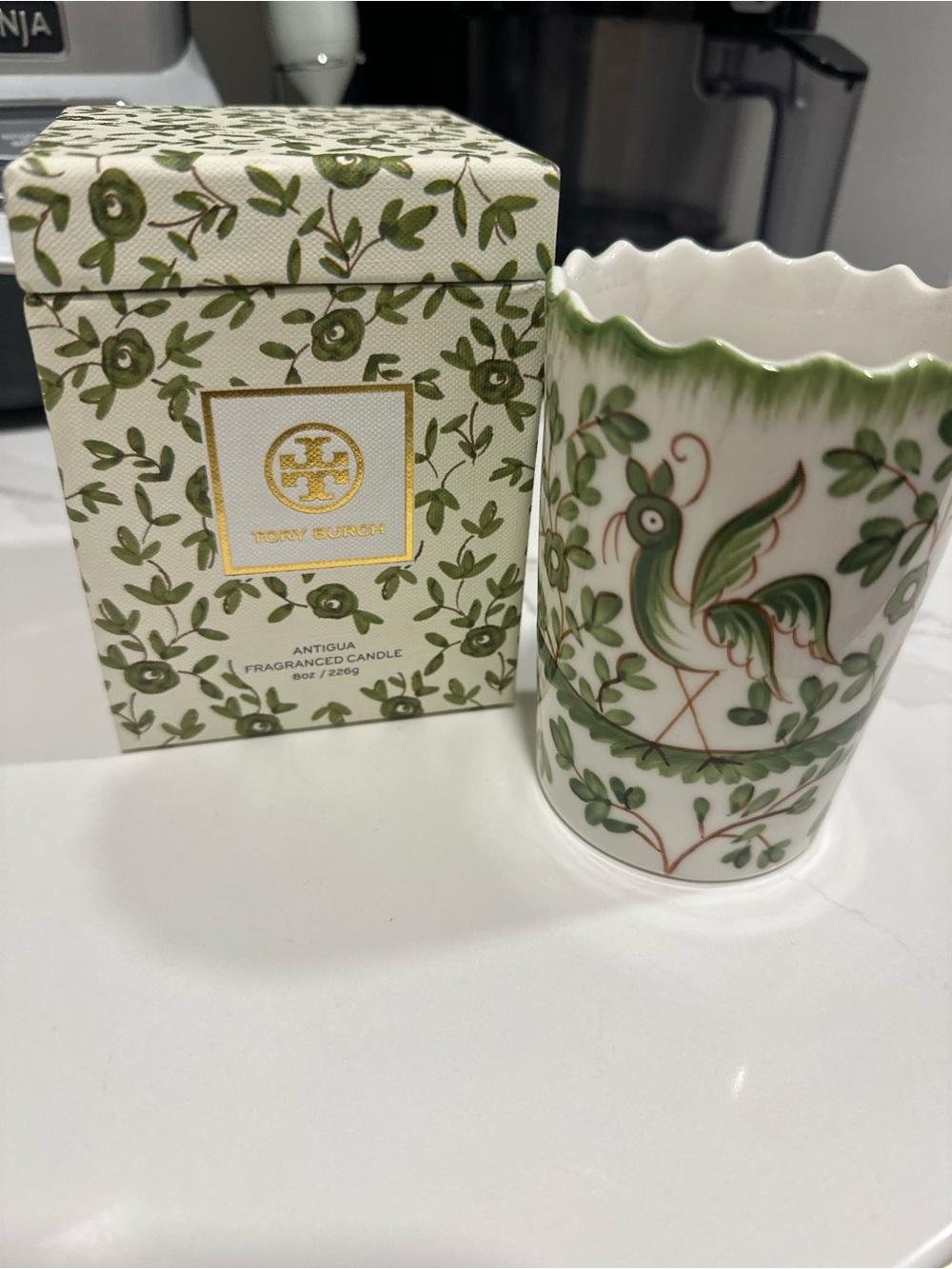 Tory Burch Antigua Green Floral Candle holder